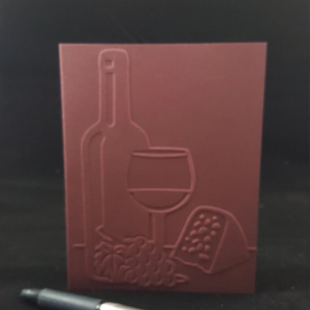 Cheese & Wine Embossed Note Cards w Matching Envelopes, Set of 6, Embossed Cards